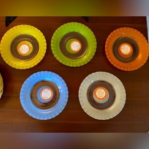 Japanese Iwaki Pyrex cake plates with basket NIB